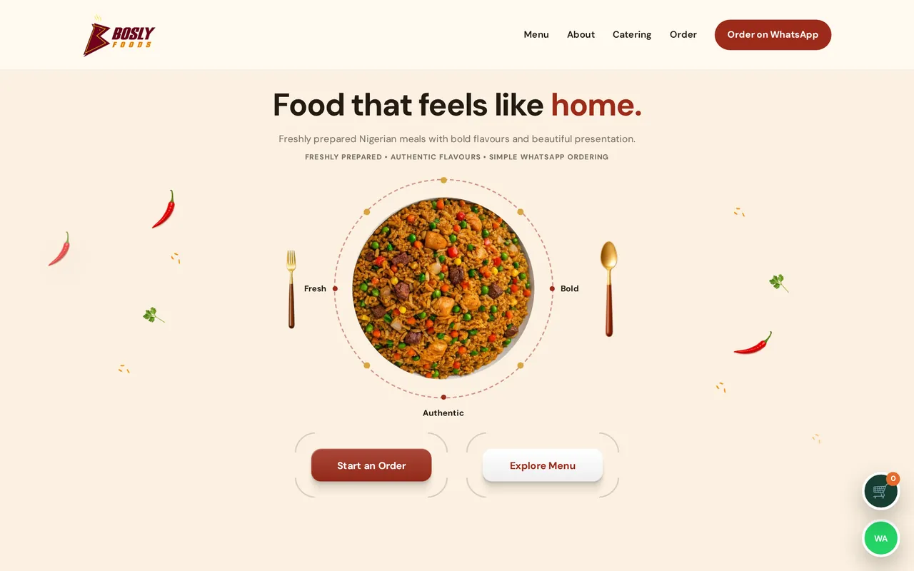 Bosly Foods website homepage