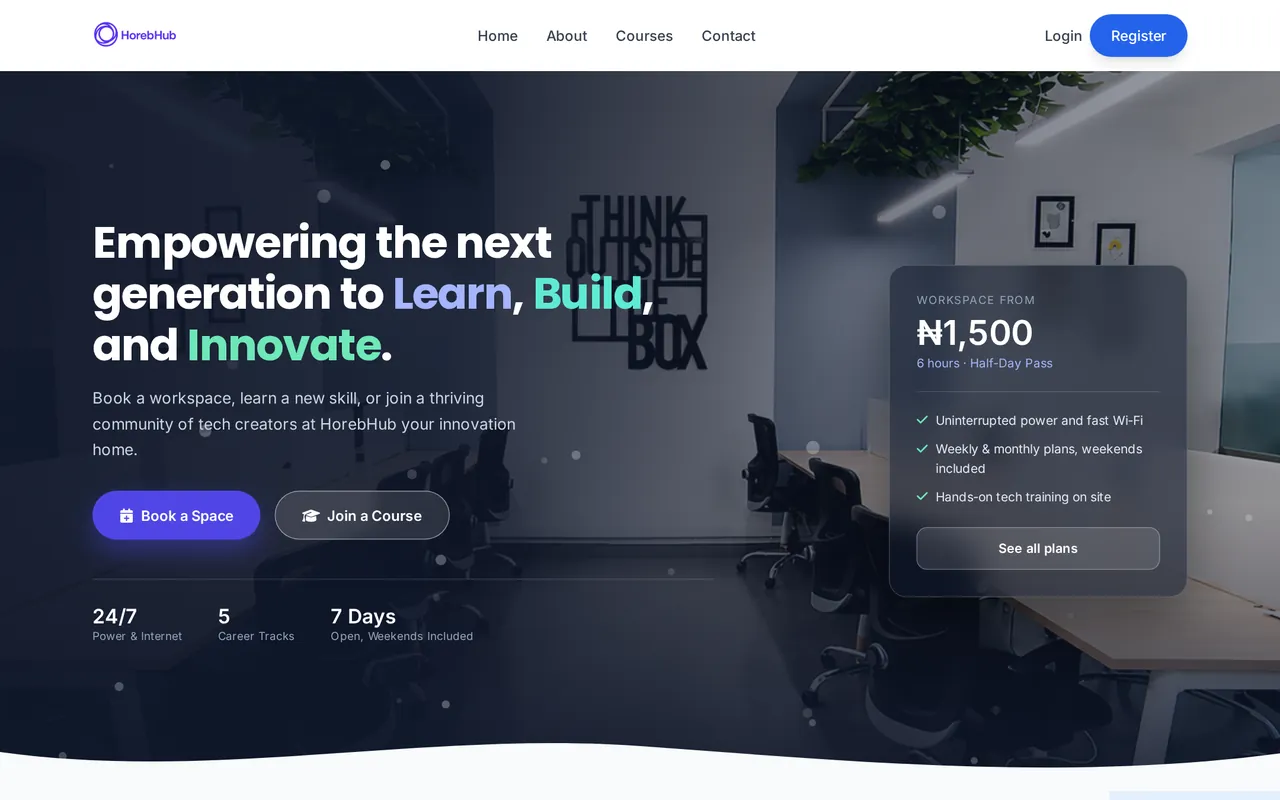 HorebHub innovation hub homepage